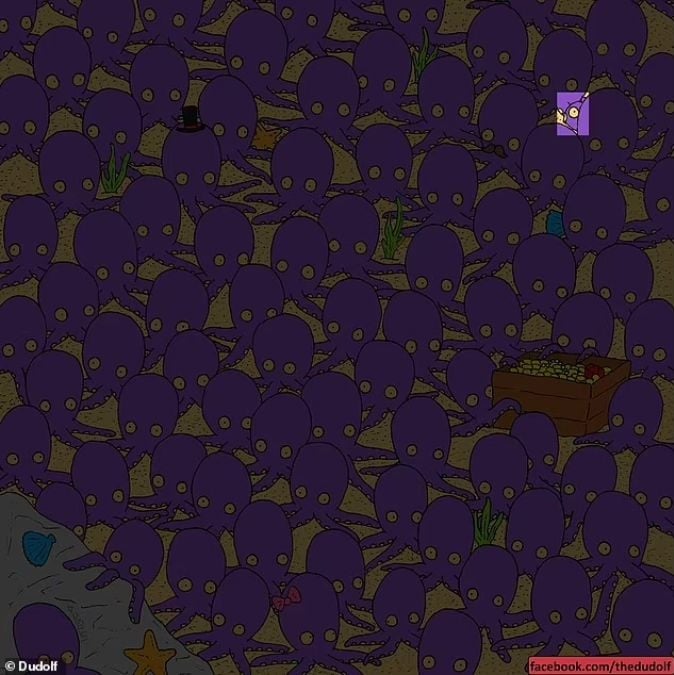 Пъзел за гении: само малцина ще открият рибата сред октоподите за 45 сек. Загадка за гении: само малцина ще открият риба сред октоподи за 45 сек.