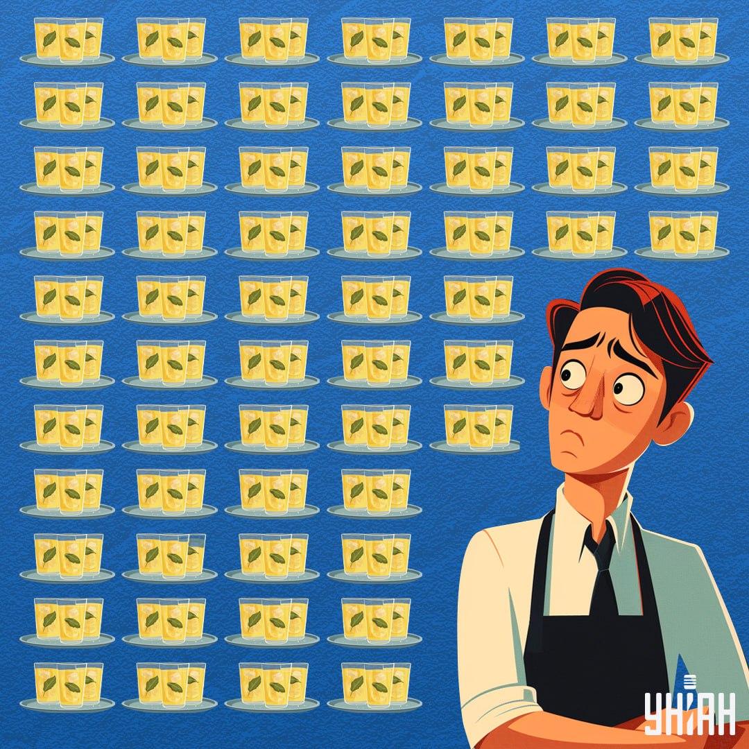 Намерете чаша, в която има по-малко лимонада, отколкото в останалите съдове / колаж Moje