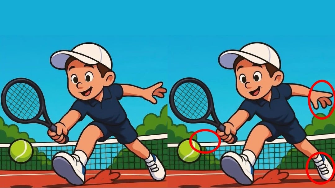 Решение на пъзела Намери разликите - тенисист