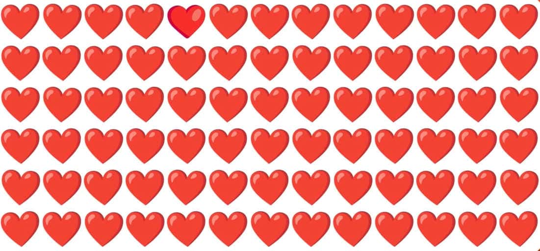 Луд пъзел за мъдреци: трябва да откриете странна емотиконка на сърце за 5 секунди Луд пъзел за мъдреци: трябва да откриете странна емотиконка на сърце за 5 секунди