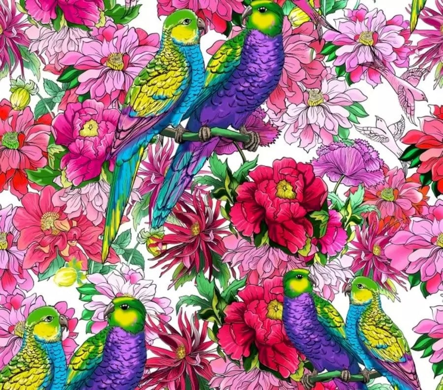Пъзел, папагали, цветя Пъзел, папагали, цветя