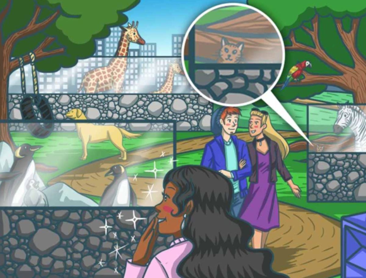 Котката на пъзела е трудно да се намери бързо / Bright Side drawing